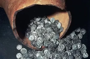 Treasure trove of gold and silver coins of the Middle Ages