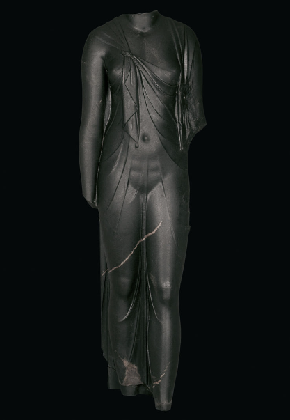 The statue of Queen Arsinoe II of granite gray