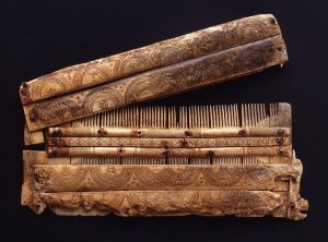 elaborately decorated early medieval double-sided bone comb