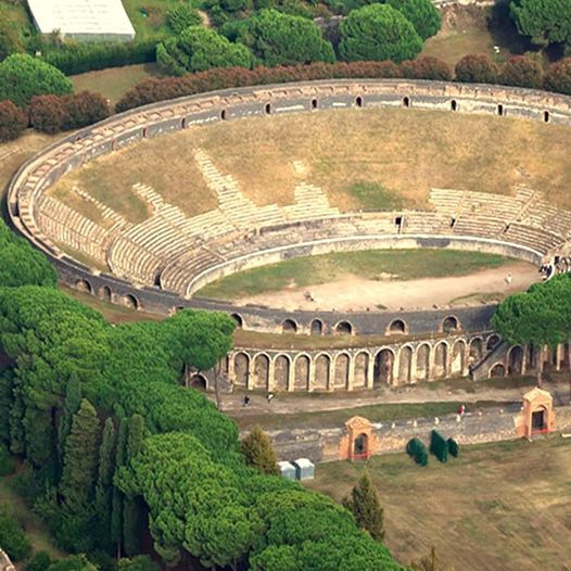 Aerial view of Pompeii Amphitheater The Pompeii Amphitheater
